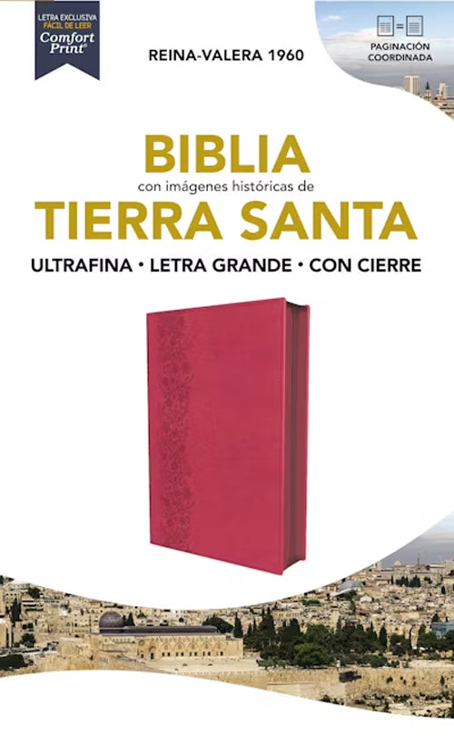BIBLIA. CON IMAGENES HISTORICAS DE TIERRA SANTA. Tapa Fuccia