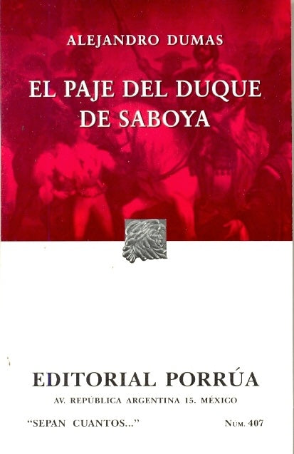 PAJE DEL DUQUE DE SABOYA, EL. Rebaja 48 Bs. | ALEJANDRO DUMAS