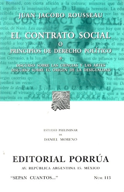 CONTRATO SOCIAL O PRINCIPIOS DE DERECHO POLITICO, EL. / DISCURSO SOBRE LAS CIENCIAS Y LAS ARTES | JEAN JACQUES ROUSSEAU