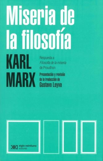 MISERIA DE LA FILOSOFIA | CARLOS MARX
