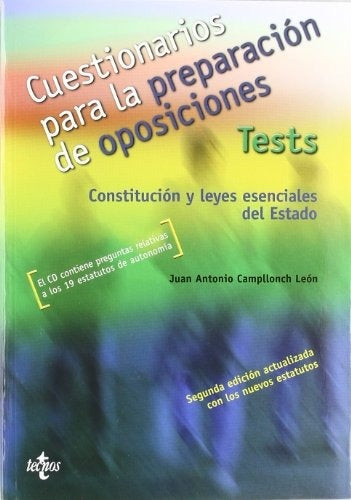 CUESTIONARIOS PARA LA PREPARACION DE OPOSICIONES. (+ CD ROM) TESTS. CONSTITUCION Y LEYES. OFERTA 40 | JUAN ANTONIO CAMPLLONCH LEON