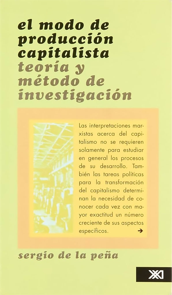 MODO DE PRODUCCION CAPITALISTA. TEORIA Y METODO DE INVESTIGACION .  REBAJA 40 BS | SERGIO DE LA PEÑA