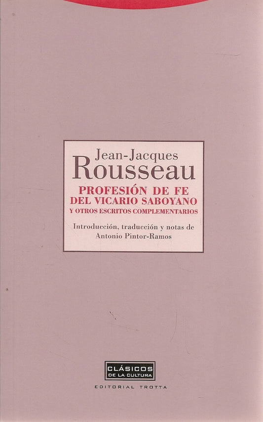 PROFESION DE FE DEL VICARIO SABOYANO | JEAN JACQUES ROUSSEAU