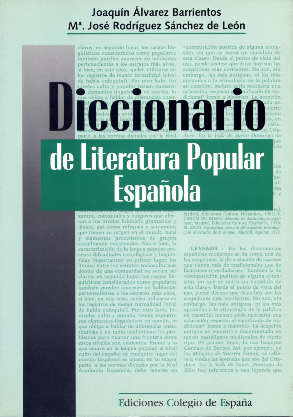 DICCIONARIO DE LITERATURA POPULAR ESPAÑOLA. OFERTA 40 Bs. | ALVAREZ, RODRIGUEZ