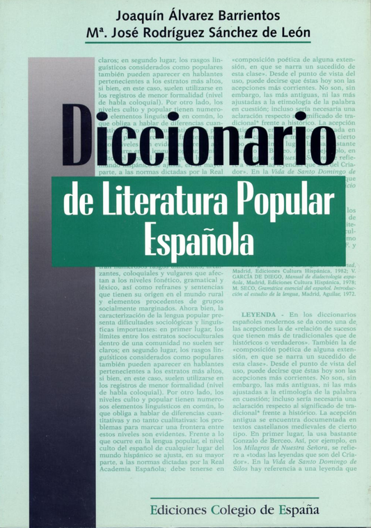 DICCIONARIO DE LITERATURA POPULAR ESPAÑOLA. OFERTA 40 Bs. | ALVAREZ, RODRIGUEZ